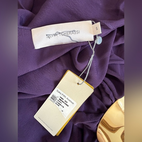 Silvia Tcherassi Purple Draped Gown Gold Belt - Picture 5 of 5